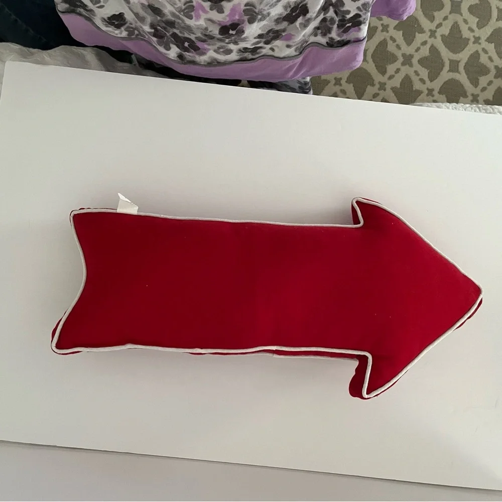 North Pole Arrow Decorative Pillow – Red & White Holiday Accent Christmas pillow